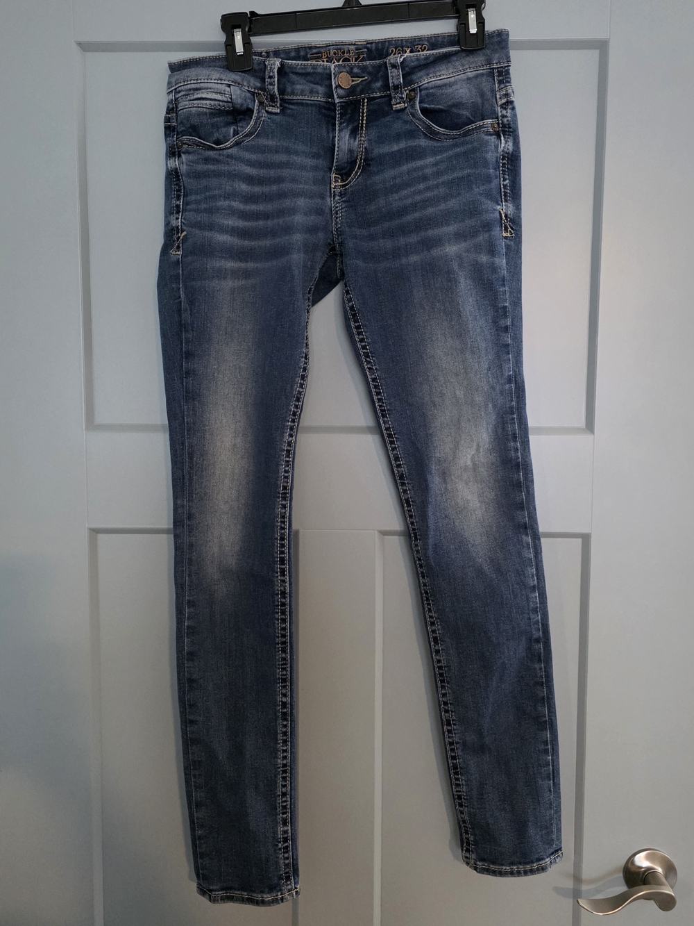 Buckle Black Fit No 76 Skinny Jeans Women 26x32 Blue Dark Wash Denim Mid Rise